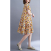 Elegant prints long cotton dresses oversize o neck cotton gown vintage short sleeve traveling clothing