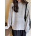 Cozy fall gray knit tops fall fashion high neck knit blouse