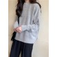 Cozy fall gray knit tops fall fashion high neck knit blouse