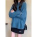 For Spring blue sweater tops high neck plus size knit sweat tops