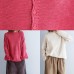 Women red knitted pullover o neck Button Down oversized knitwear