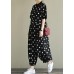 2019 Fine black dotted lapel half sleeve jumpsuit pants