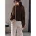 Winter chocolate knit sweat tops oversize v neck long sleeve sweater tops