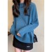 For Spring blue sweater tops high neck plus size knit sweat tops