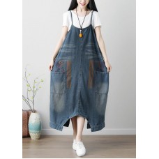 Denim Blue Women Casual Loose Jumpsuit