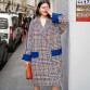 fine multicolor Plaid Winter coat plus size pockets maxi coat vintage Notched Winter coat