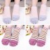 Ladies Five Toes Socks Simple Fashion Cotton Striped 4  Pair Set Ankle Toe Socks