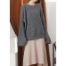 Women gray knitted top o neck flare sleeve plus size clothing knit sweat tops