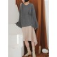 Women gray knitted top o neck flare sleeve plus size clothing knit sweat tops