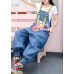 European station women heavy work printing bib harem nine pants