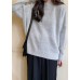 Cozy fall gray knit tops fall fashion high neck knit blouse